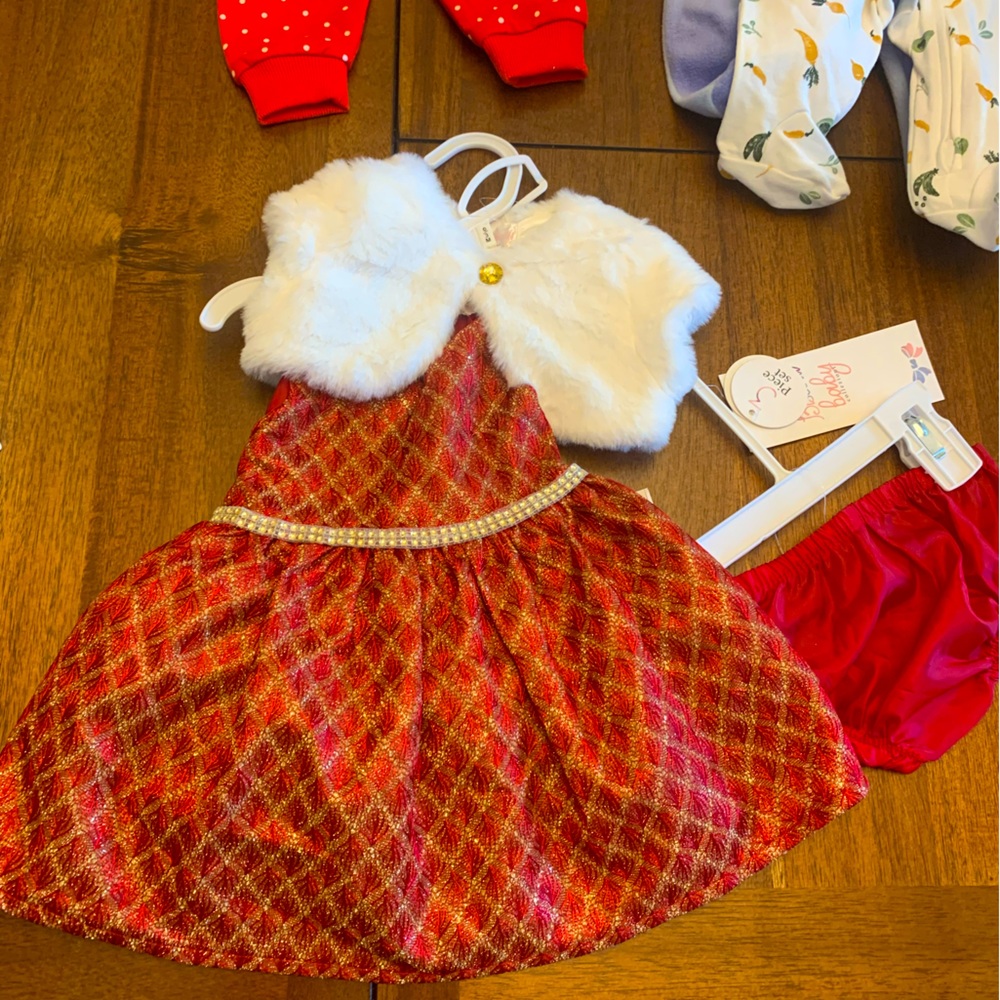 NWT Red Gold White 3-piece Christmas Dress